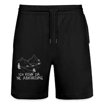 Ich kenn da ne Abkürzung - Stanley/Stella Unisex Bio Joggingshorts Trainer  - Schwarz - Vorne - Nik (191cm) & Marisol (170cm)