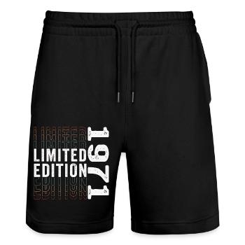 Edition Limitée 1971 - Génial 52ème Anniversaire - Short de jogging bio TRAINER Stanley/Stella unisexe - noir - Devant - Nik (191cm) & Marisol (170cm)