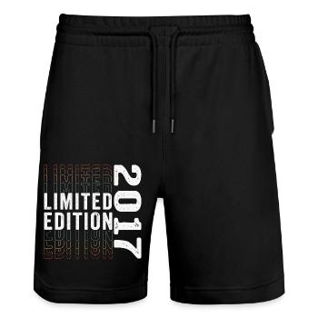 Limited Edition 2017 - Awesome 6th Birthday Retro - Stanley/Stella Trainer Unisex Organic Jogging Shorts - black - Front - Nik (191cm) & Marisol (170cm)