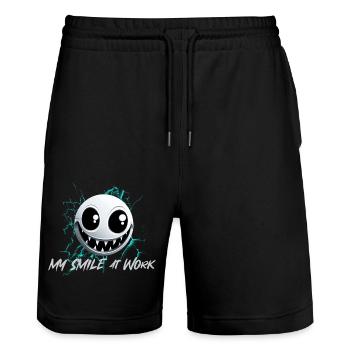 My Smile at work - Stanley/Stella Unisex Bio Joggingshorts Trainer  - Schwarz - Vorne - Nik (191cm) & Marisol (170cm)
