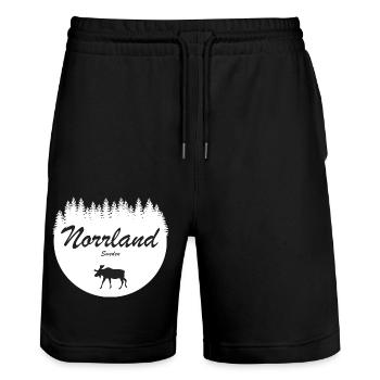 Norrland Schweden Region Urlaub Elch Aufkleber - Stanley/Stella Unisex Bio Joggingshorts Trainer  - Schwarz - Vorne - Nik (191cm) & Marisol (170cm)