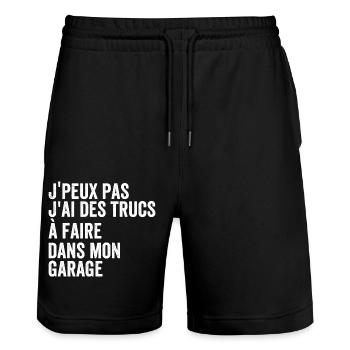 Ich habe in meiner DIY-Garage etwas zu tun - Stanley/Stella Unisex Bio Joggingshorts Trainer  - Schwarz - Vorne - Nik (191cm) & Marisol (170cm)