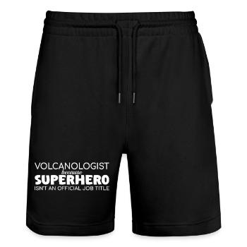 Volcanologist Superhero Volcanology - Stanley/Stella Unisex Bio Joggingshorts Trainer  - Schwarz - Vorne - Nik (191cm) & Marisol (170cm)