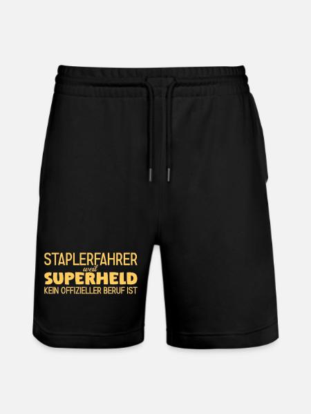 Staplerfahrer Superheld Gabelstaplerfahrer - Stanley/Stella Unisex Bio Joggingshorts Trainer - Schwarz