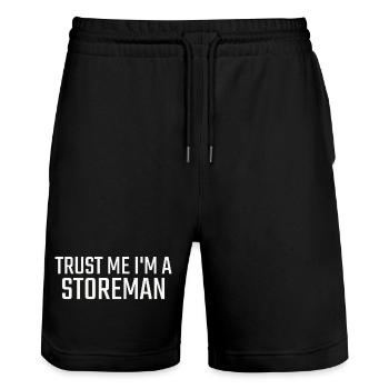 Storeman Trust Me - Stanley/Stella Unisex Bio Joggingshorts Trainer  - Schwarz - Vorne - Nik (191cm) & Marisol (170cm)