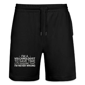 Volcanologist Never Wrong Volcanology - Stanley/Stella Trainer Unisex Organic Jogging Shorts - black - Front - Nik (191cm) & Marisol (170cm)