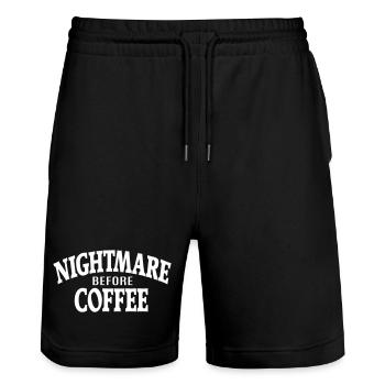 Kaffee Koffein Kaffeeliebhaber Geschenk lustig - Stanley/Stella Unisex Bio Joggingshorts Trainer  - Schwarz - Vorne - Nik (191cm) & Marisol (170cm)