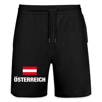 Austria, Austrian Flag, Austria Gift - Stanley/Stella Trainer Unisex Organic Jogging Shorts - black - Front - Nik (191cm) & Marisol (170cm)