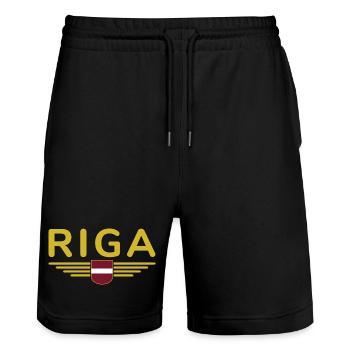 Riga T-Shirt – Capital City Love - Short de jogging bio TRAINER Stanley/Stella unisexe - noir - Devant - Nik (191cm) & Marisol (170cm)