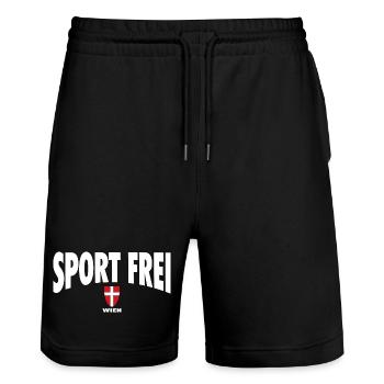 Sport Frei Ultras Wien Austria Rapid - Short de jogging bio TRAINER Stanley/Stella unisexe - noir - Devant - Nik (191cm) & Marisol (170cm)