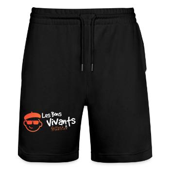 Les Bons Vivants - Short de jogging bio TRAINER Stanley/Stella unisexe - noir - Devant - Nik (191cm) & Marisol (170cm)