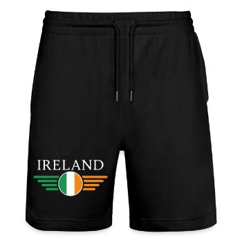 I Love Ireland Elegance Style Design T-Shirt - Stanley/Stella Trainer Unisex Organic Jogging Shorts - black - Front - Nik (191cm) & Marisol (170cm)