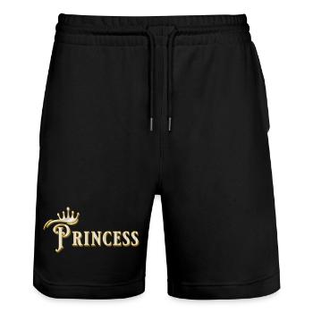 PRINCESS SIGNATURE WITH GOLDEN CROWN - Stanley/Stella Trainer Unisex Organic Jogging Shorts - black - Front - Nik (191cm) & Marisol (170cm)