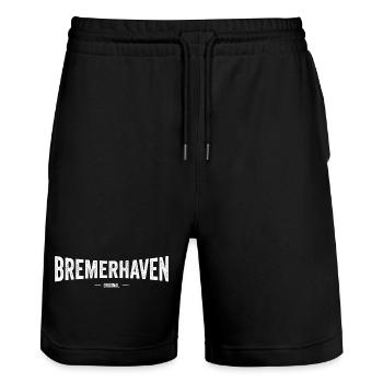 Bremerhaven Original - Stanley/Stella Unisex Bio Joggingshorts Trainer  - Schwarz - Vorne - Nik (191cm) & Marisol (170cm)
