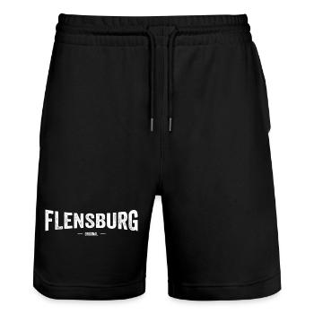 Flensburg Original - Stanley/Stella Unisex Bio Joggingshorts Trainer  - Schwarz - Vorne - Nik (191cm) & Marisol (170cm)