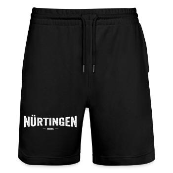 Nürtingen Original - Stanley/Stella Unisex Bio Joggingshorts Trainer  - Schwarz - Vorne - Nik (191cm) & Marisol (170cm)
