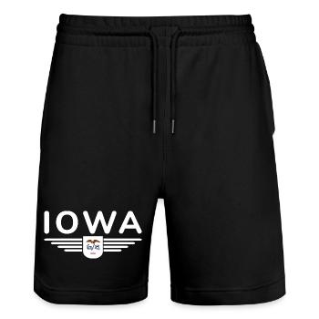 Iowa Fan T-Shirt – Dein Bundesstaat! - Stanley/Stella Unisex Bio Joggingshorts Trainer  - Schwarz - Vorne - Nik (191cm) & Marisol (170cm)