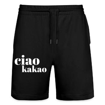 Ciao Kakao - Stanley/Stella Unisex Bio Joggingshorts Trainer  - Schwarz - Vorne - Nik (191cm) & Marisol (170cm)