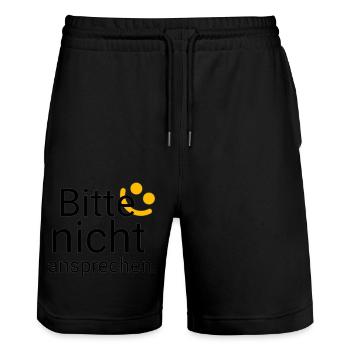 Bitte nicht ansprechen - Stanley/Stella Unisex Bio Joggingshorts Trainer  - Schwarz - Vorne - Nik (191cm) & Marisol (170cm)