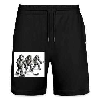 MonkeyHockey - Stanley/Stella Unisex Bio Joggingshorts Trainer  - Schwarz - Vorne - Nik (191cm) & Marisol (170cm)