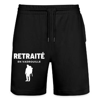 Rentner auf Wanderung Wanderer - Stanley/Stella Unisex Bio Joggingshorts Trainer  - Schwarz - Vorne - Nik (191cm) & Marisol (170cm)