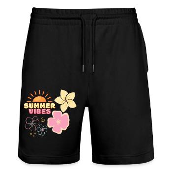 Ambiance estivale - Short de jogging bio TRAINER Stanley/Stella unisexe - noir - Devant - Nik (191cm) & Marisol (170cm)