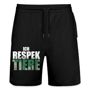 Ich Respektiere Tiere Tierschutz Nashorn Jagd - Stanley/Stella Unisex Bio Joggingshorts Trainer  - Schwarz - Vorne - Nik (191cm) & Marisol (170cm)