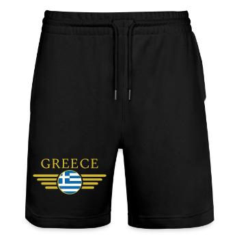 J’aime la Grèce, Style Design T-Shirt - Short de jogging bio TRAINER Stanley/Stella unisexe - noir - Devant - Nik (191cm) & Marisol (170cm)