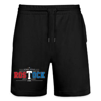 Rostock - Stanley/Stella Trainer Unisex Organic Jogging Shorts - black - Front - Nik (191cm) & Marisol (170cm)