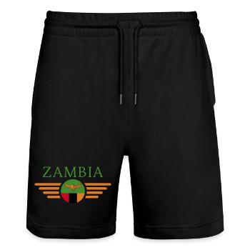 Ich liebe Sambia, Eleganz Stil Design T-Shirt - Stanley/Stella Unisex Bio Joggingshorts Trainer  - Schwarz - Vorne - Nik (191cm) & Marisol (170cm)