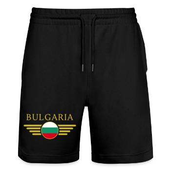 I Love Bulgaria, Style Design T-Shirt, Clothing - Stanley/Stella Trainer Unisex Organic Jogging Shorts - black - Front - Nik (191cm) & Marisol (170cm)