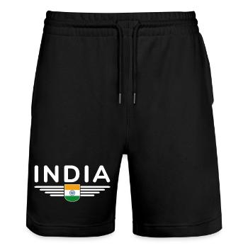 Ich liebe Indien, Outfit T-Shirt Design Geschenk - Stanley/Stella Unisex Bio Joggingshorts Trainer  - Schwarz - Vorne - Nik (191cm) & Marisol (170cm)