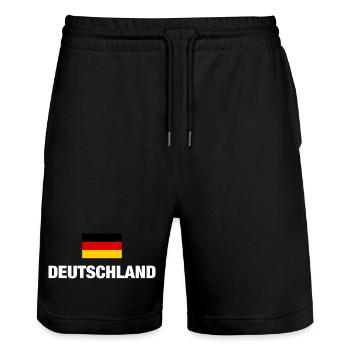 Deutschland deutsche Flagge Fahne deutsch Geschenk - Stanley/Stella Unisex Bio Joggingshorts Trainer  - Schwarz - Vorne - Nik (191cm) & Marisol (170cm)