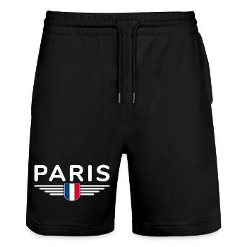 Paris France Tenue T-Shirt Design Cadeau - Short de jogging bio TRAINER Stanley/Stella unisexe - noir - Devant - Nik (191cm) & Marisol (170cm)