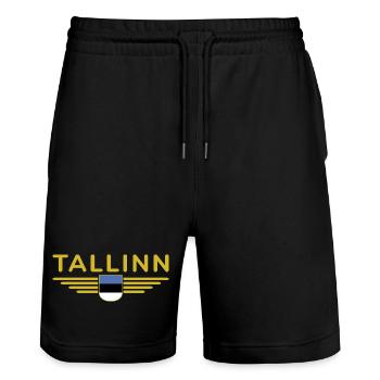 Tallinn T-Shirt – Für Fans der Hauptstadt - Stanley/Stella Unisex Bio Joggingshorts Trainer  - Schwarz - Vorne - Nik (191cm) & Marisol (170cm)