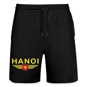 Vietnam Fan, Outfit T Shirt Design - Stanley/Stella Unisex Bio Joggingshorts Trainer  - Schwarz - Vorne - Nik (191cm) & Marisol (170cm)