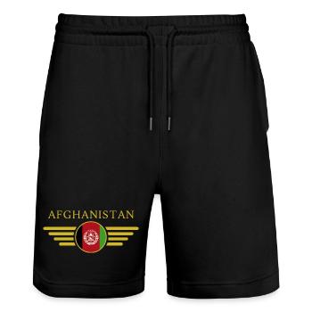J’aime l’Afghanistan, T-shirt design de style élégance - Short de jogging bio TRAINER Stanley/Stella unisexe - noir - Devant - Nik (191cm) & Marisol (170cm)