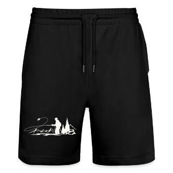 Top Sauerland Fly Fishing - Stanley/Stella Trainer Unisex Organic Jogging Shorts - black - Front - Nik (191cm) & Marisol (170cm)