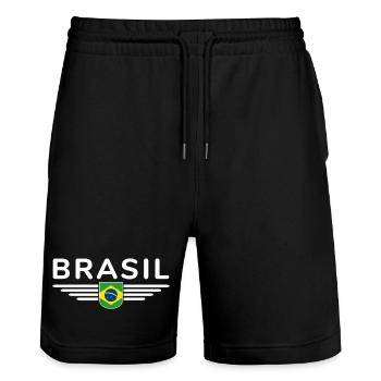 J’aime le Brésil tenue T-Shirt Design Cadeau - Short de jogging bio TRAINER Stanley/Stella unisexe - noir - Devant - Nik (191cm) & Marisol (170cm)