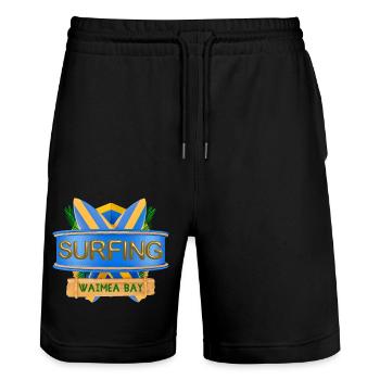 Hawaï, Surf, Waimea Bay - Short de jogging bio TRAINER Stanley/Stella unisexe - noir - Devant - Nik (191cm) & Marisol (170cm)