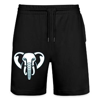 Elephant Majesty: Elefantenkopfabdruck, blau. - Stanley/Stella Unisex Bio Joggingshorts Trainer  - Schwarz - Vorne - Nik (191cm) & Marisol (170cm)