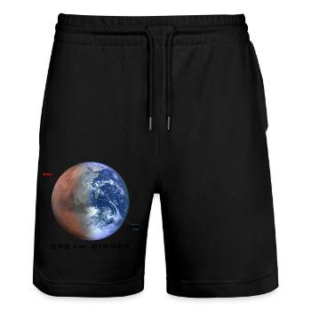 Mars - Dream Bigger and Occupy Mars - Stanley/Stella Trainer Unisex Organic Jogging Shorts - black - Front - Nik (191cm) & Marisol (170cm)