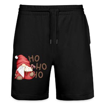 Weihnachtswichtel mit Schokotasse - Stanley/Stella Unisex Bio Joggingshorts Trainer  - Schwarz - Vorne - Nik (191cm) & Marisol (170cm)