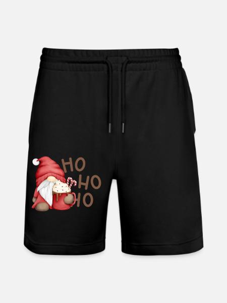 Weihnachtswichtel mit Schokotasse - Stanley/Stella Unisex Bio Joggingshorts Trainer - Schwarz