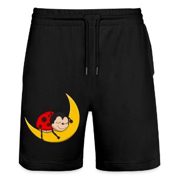 Coccinelle - Bonne nuit - Short de jogging bio TRAINER Stanley/Stella unisexe - noir - Devant - Nik (191cm) & Marisol (170cm)