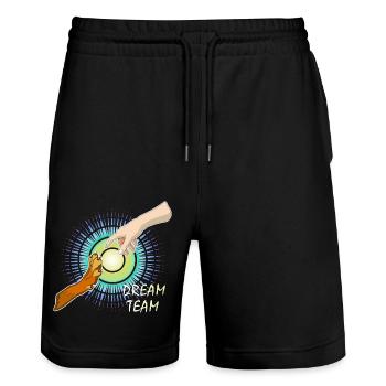 Dog Paw Human Arm Dream Team - Stanley/Stella Trainer Unisex Organic Jogging Shorts - black - Front - Nik (191cm) & Marisol (170cm)