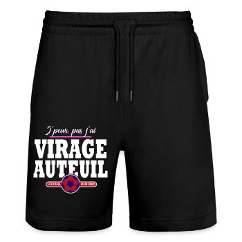 Virage Auteuil Paris football supporter club - Short de jogging bio TRAINER Stanley/Stella unisexe - noir - Devant - Nik (191cm) & Marisol (170cm)