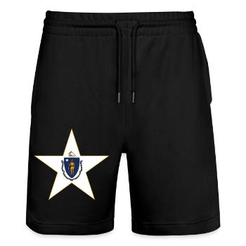 Massachusetts Fan T-Shirt – Stylisch & Einzigartig - Stanley/Stella Unisex Bio Joggingshorts Trainer  - Schwarz - Vorne - Nik (191cm) & Marisol (170cm)