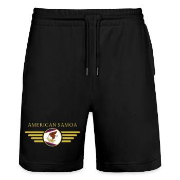 American Samoa, Elegance Style Design T-Shirt - Stanley/Stella Trainer Unisex Organic Jogging Shorts - black - Front - Nik (191cm) & Marisol (170cm)