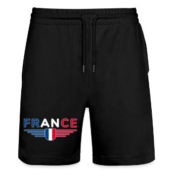 I Love France Elegance Style Design Outfits - Stanley/Stella Trainer Unisex Organic Jogging Shorts - black - Front - Nik (191cm) & Marisol (170cm)